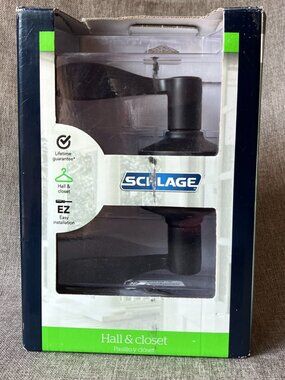 Schlage F10 Hall & Closet Door Handle Set Accent Aged Bronze Easy Install, NIB
